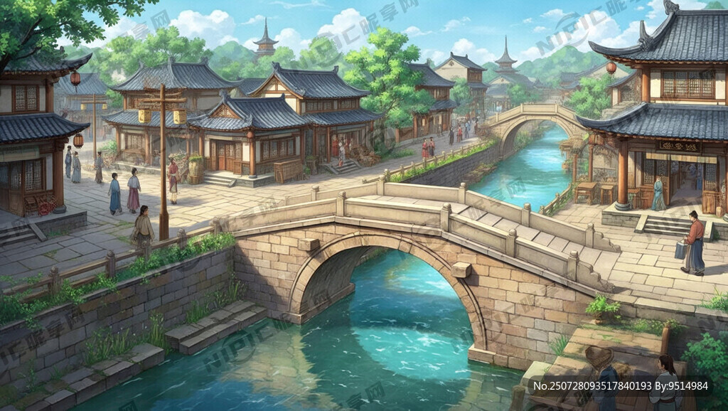 陳塘關(guān)街景 國(guó)風(fēng)繪畫風(fēng)格