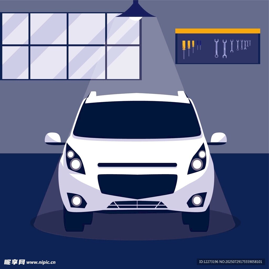 車庫中的白色汽車