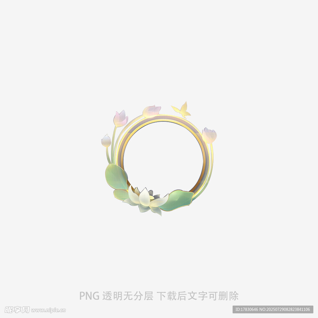 綠葉花朵裝飾的精美圓環(huán)