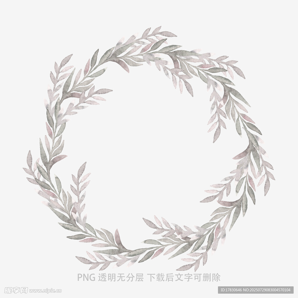 簡(jiǎn)約手繪植物花環(huán)圖案