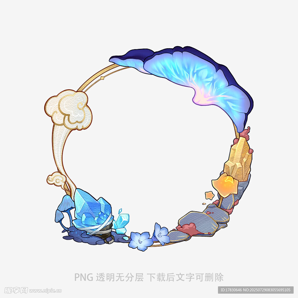 中式夢幻環(huán)形插畫元素