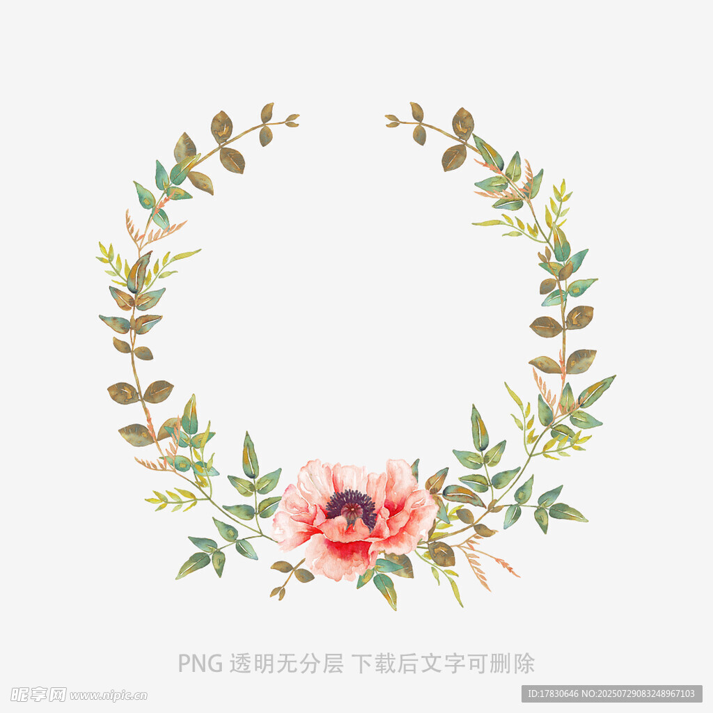 花卉花環(huán)水彩插畫(huà)圖案