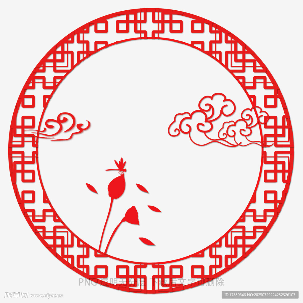 中式圓形花卉吉祥圖案