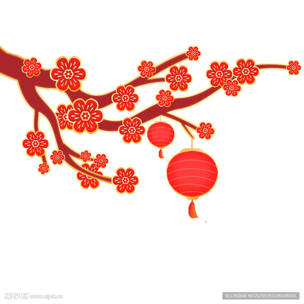 紅梅燈籠迎新春