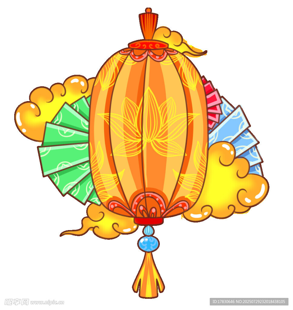 中式傳統(tǒng)燈籠與折扇裝飾