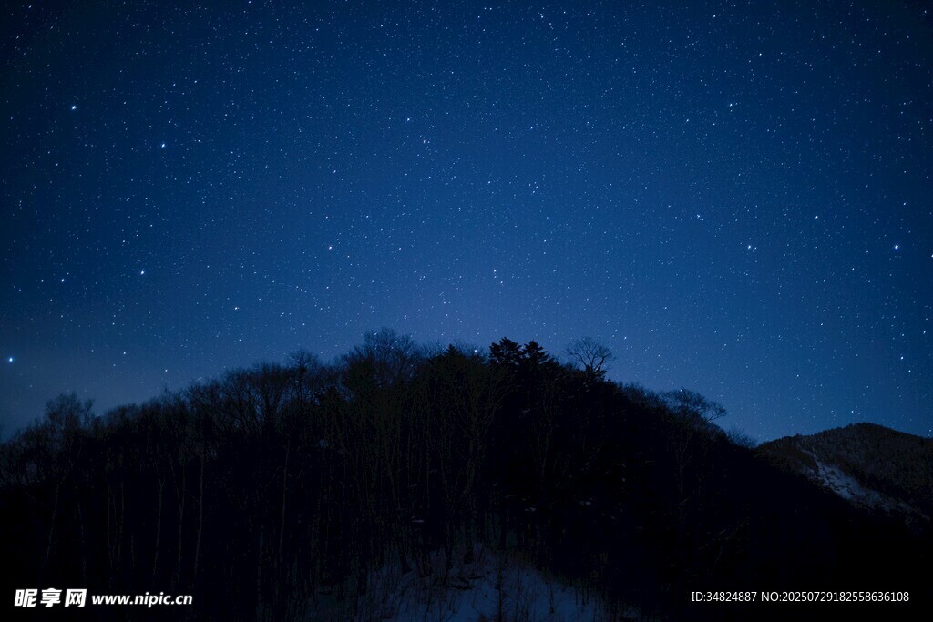 夜空下的山巒與閃爍繁星