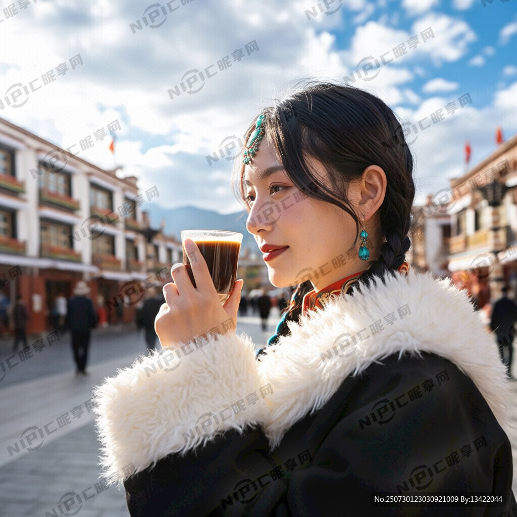 西藏藏族美女與甜茶