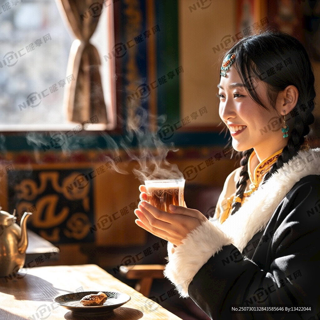 美女與藏族甜茶文化