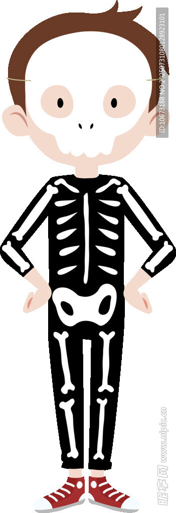 穿骷髏服裝的可愛小男孩