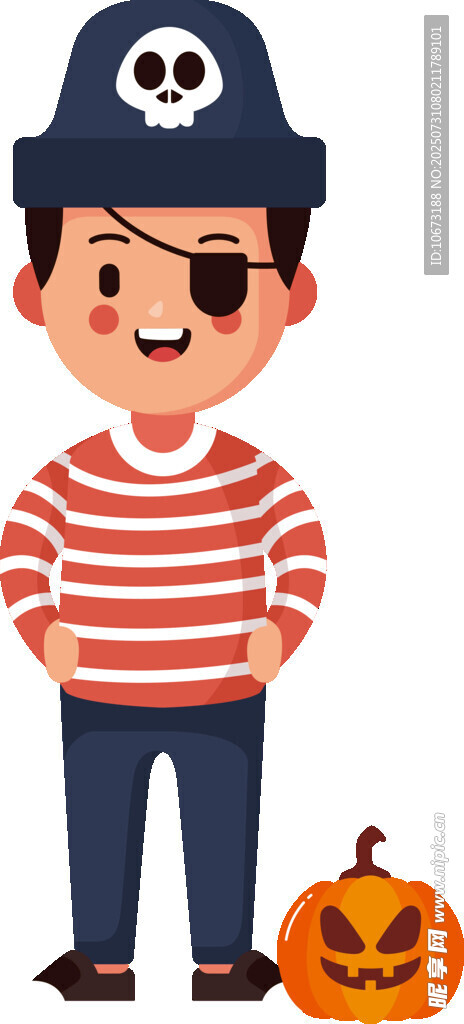 穿海盜裝的小男孩與南瓜