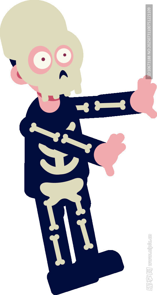 卡通骷髏人伸手動作