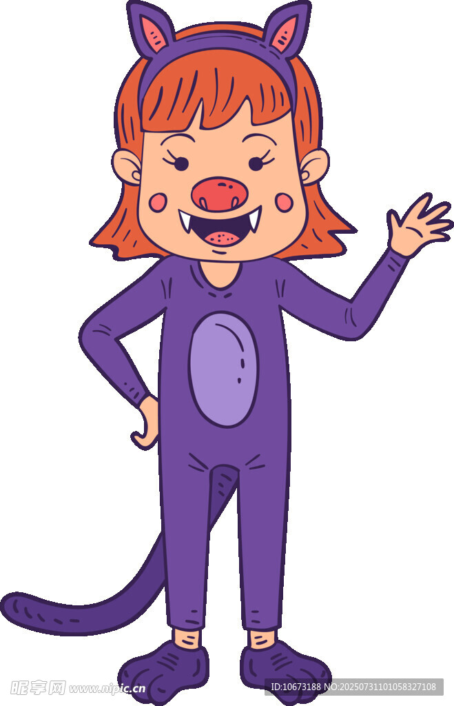 穿貓咪服的俏皮小女孩