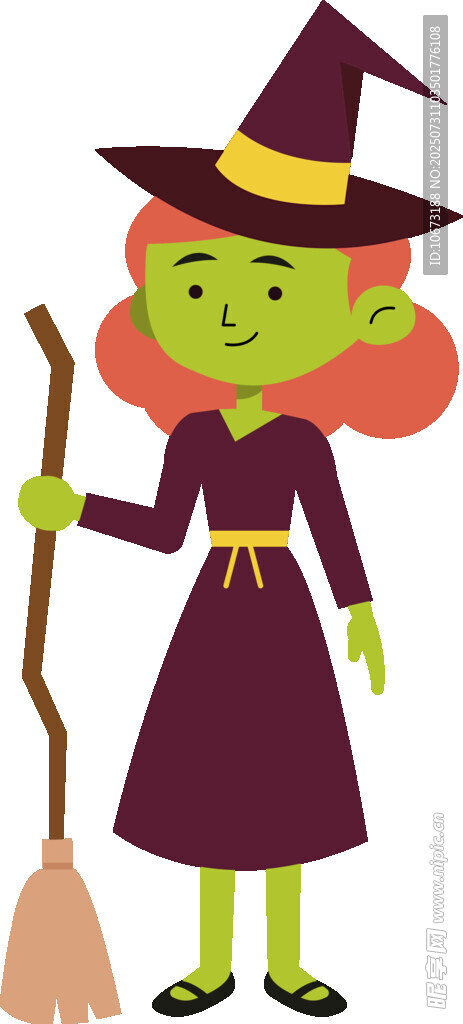 女巫手持掃帚的奇幻形象