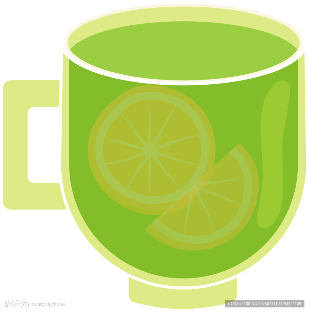 綠色檸檬茶杯插畫