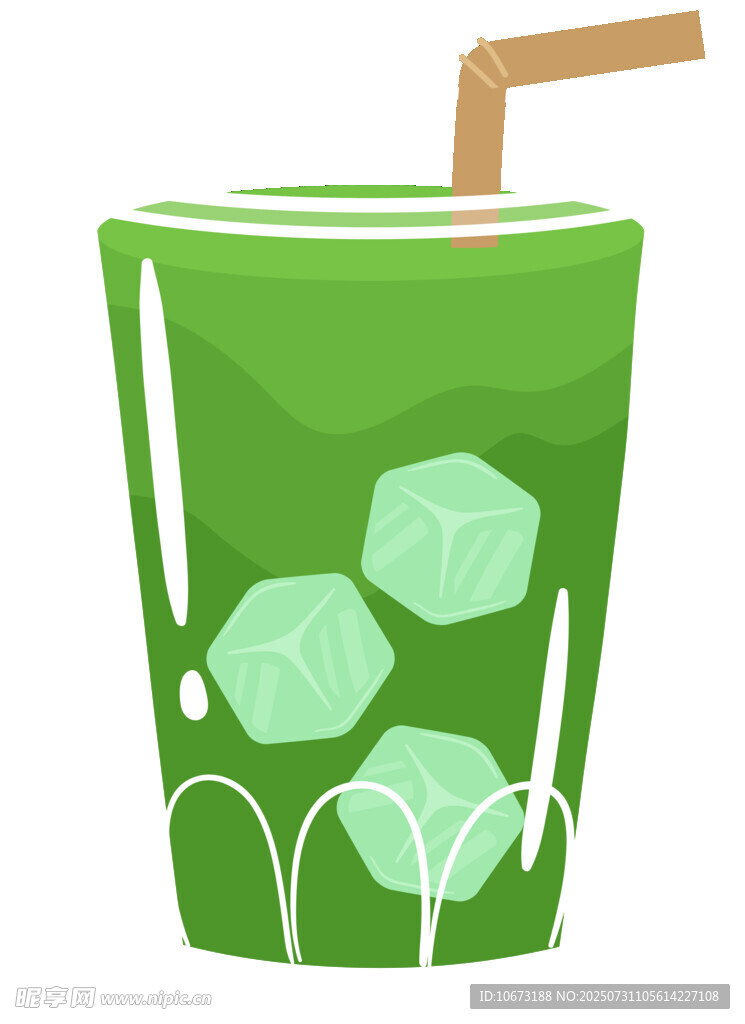綠色冰飲插畫