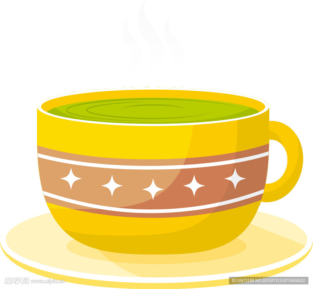 黃色帶星圖案的茶杯