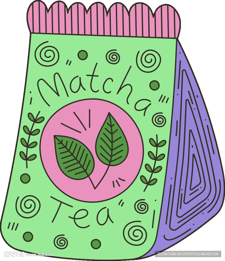 抹茶茶包插畫