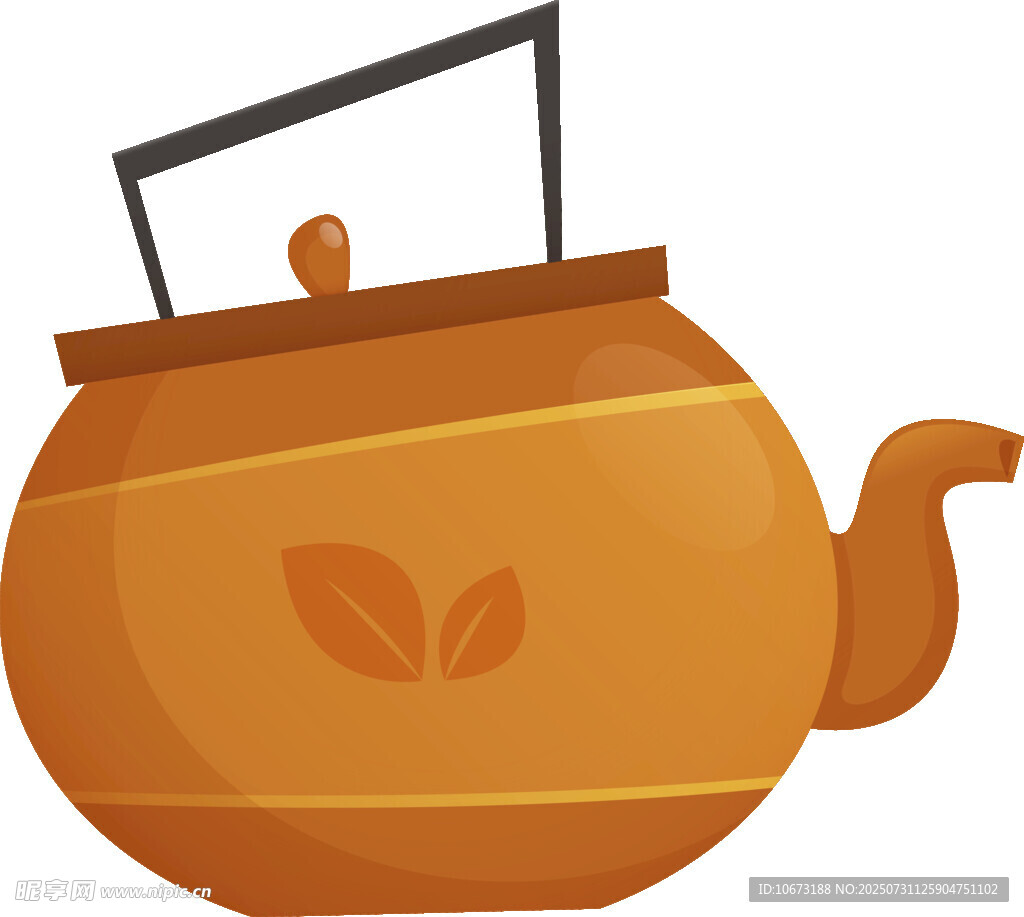 橙色茶壺插畫