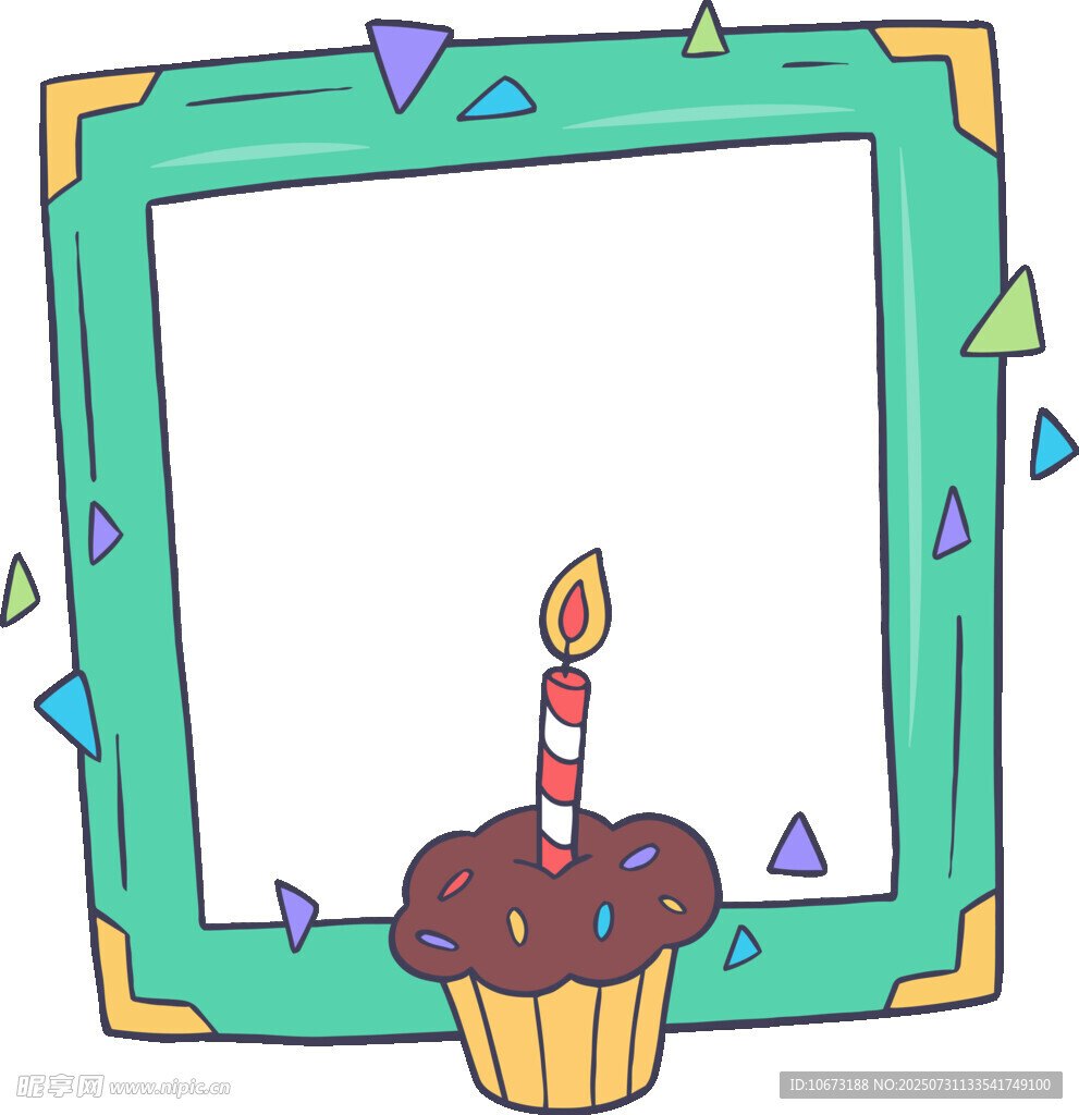 生日紙杯蛋糕邊框插畫