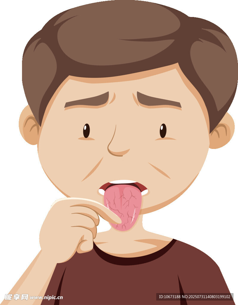 男子伸舌表情略顯難受