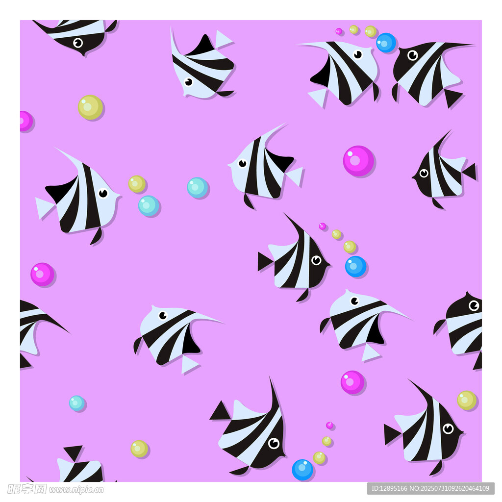 粉色底黑白條紋魚圖案