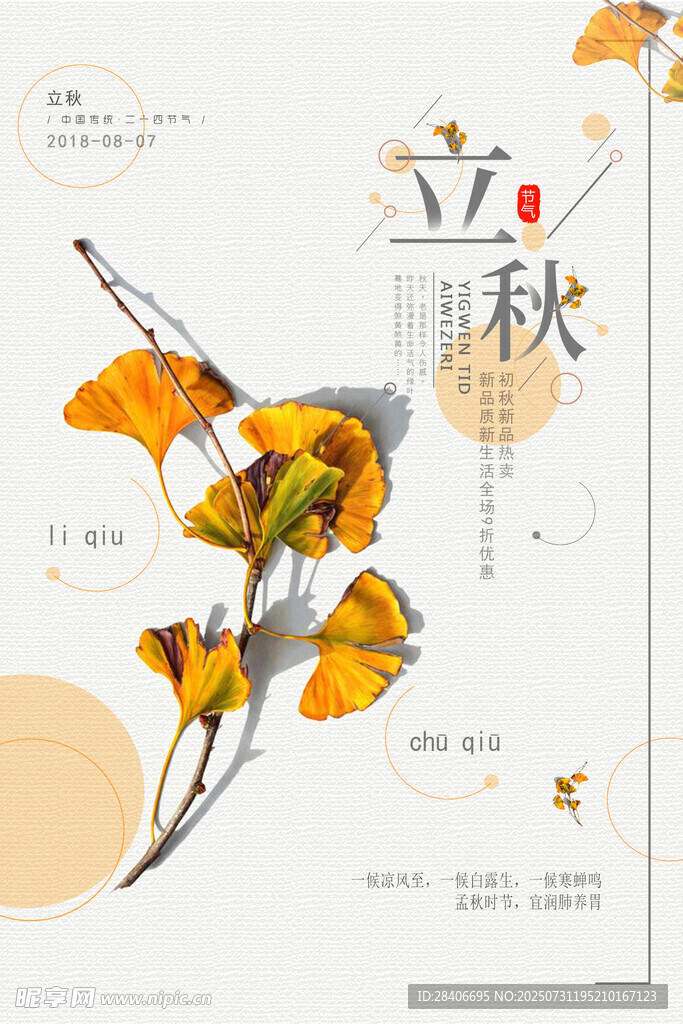 立秋時(shí)節(jié)銀杏枝景