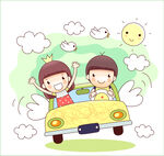 兒童駕車歡樂出游