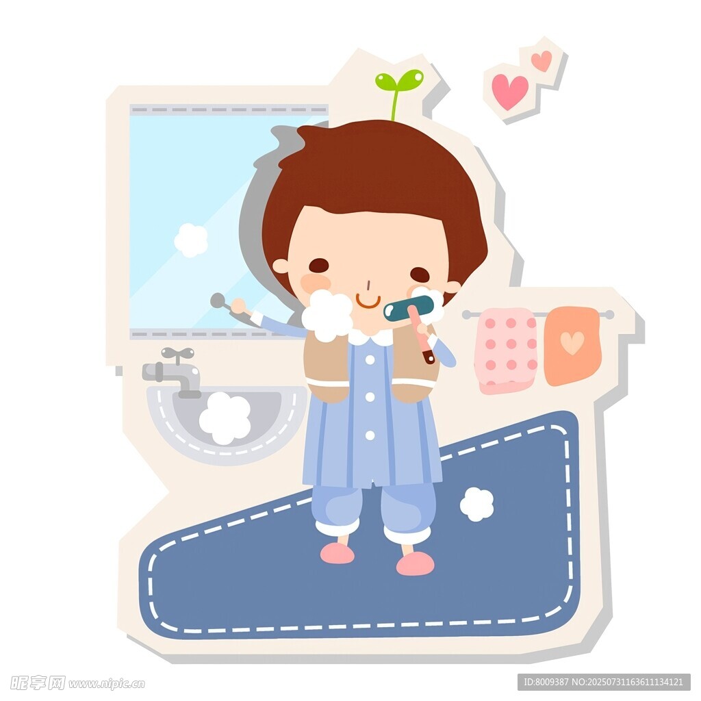 小男孩衛(wèi)生間刷牙場(chǎng)景