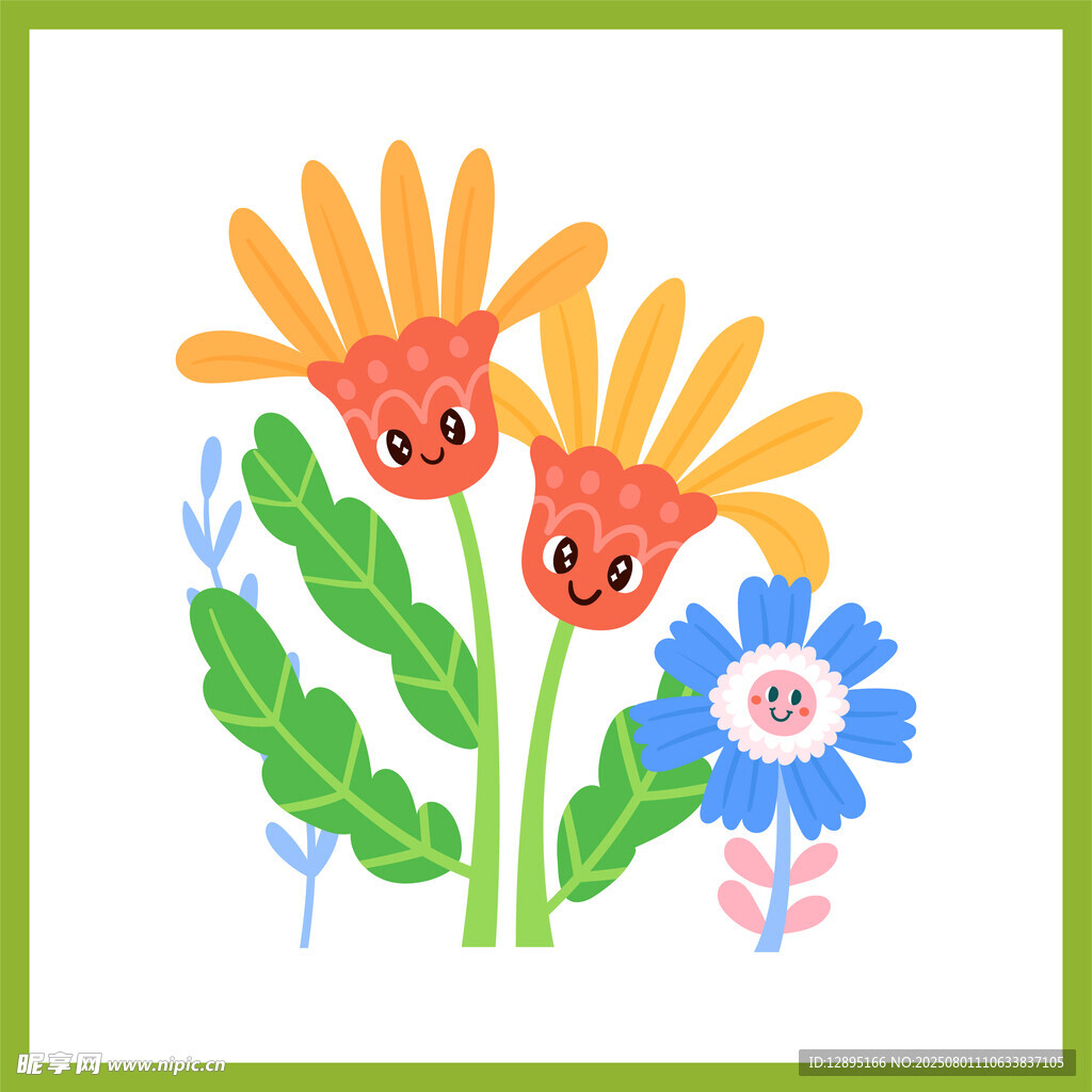 可愛花朵插畫