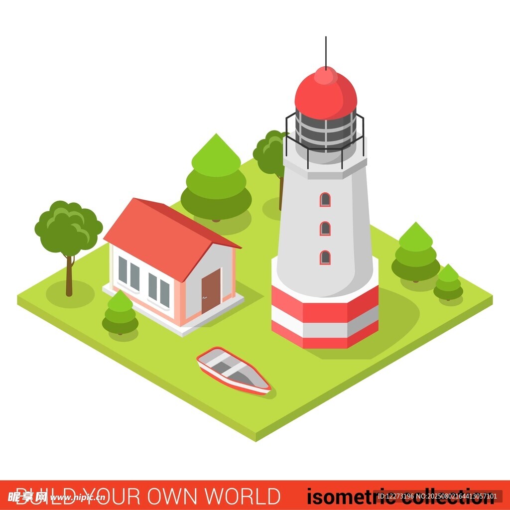 海邊燈塔小屋等距場(chǎng)景