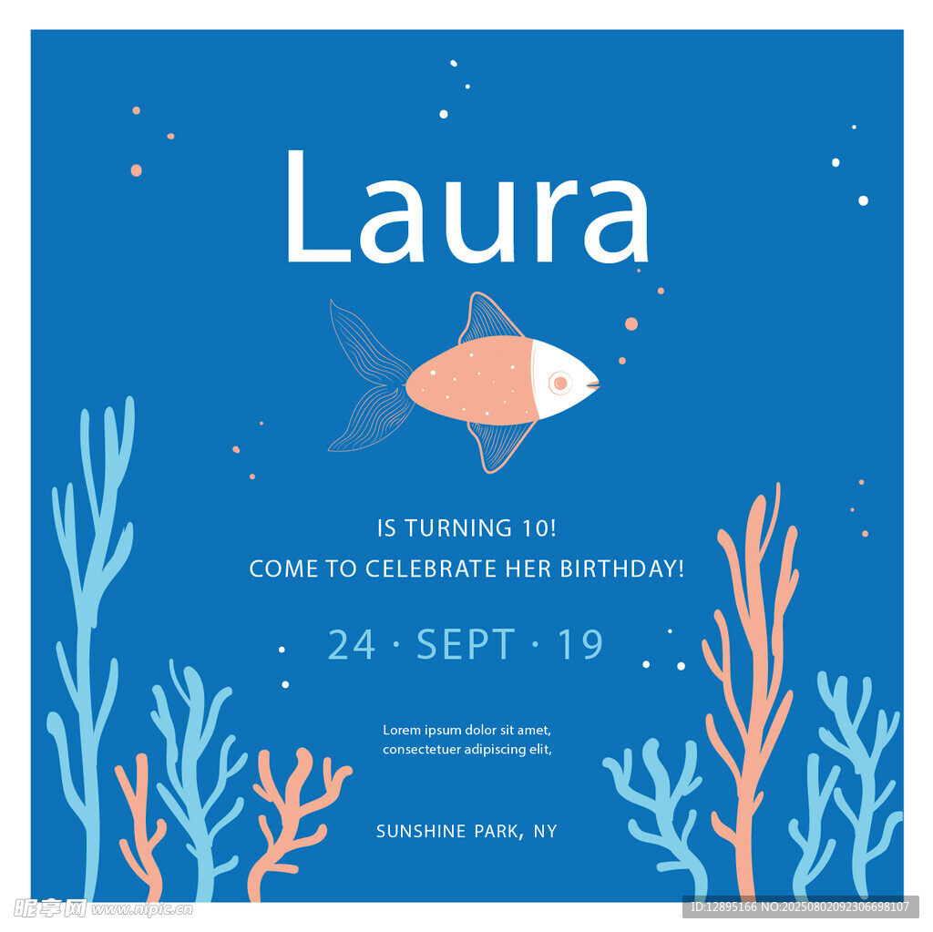 海底主題Laura寶寶宴海報(bào)