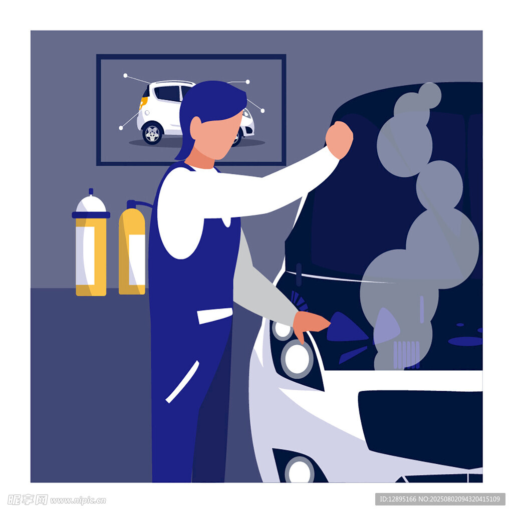 汽車維修工人正在保養(yǎng)車輛