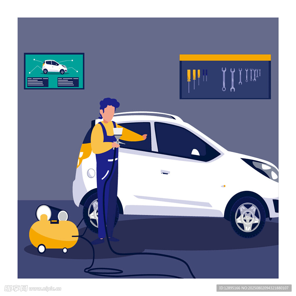 汽車維修工人專注檢修車輛