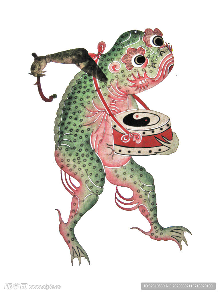 剪紙 皮影統(tǒng)刺繡青蛙造型藝術(shù)品