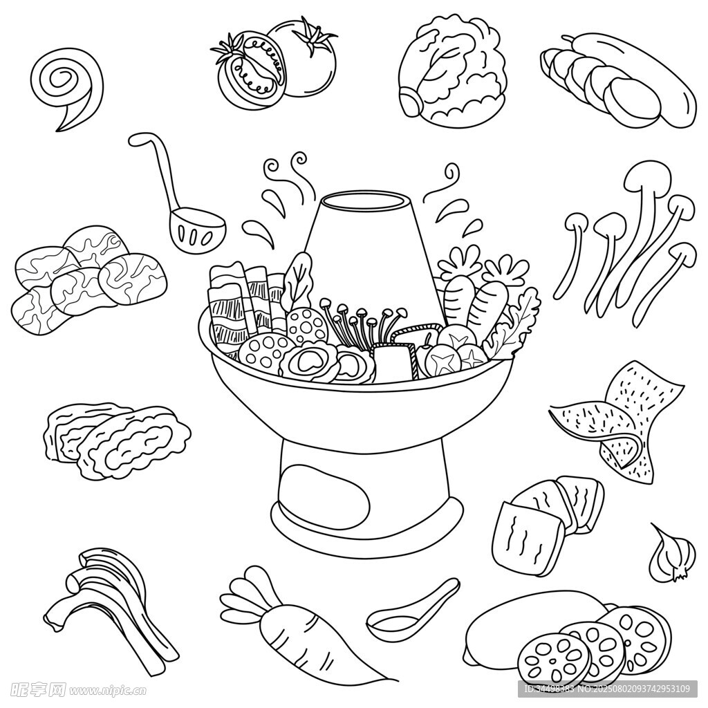 手繪火鍋食材簡筆畫