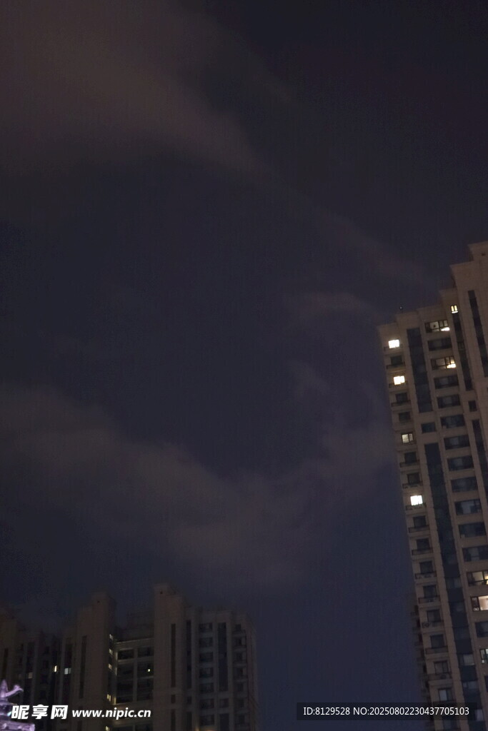 夜幕下的高樓燈火