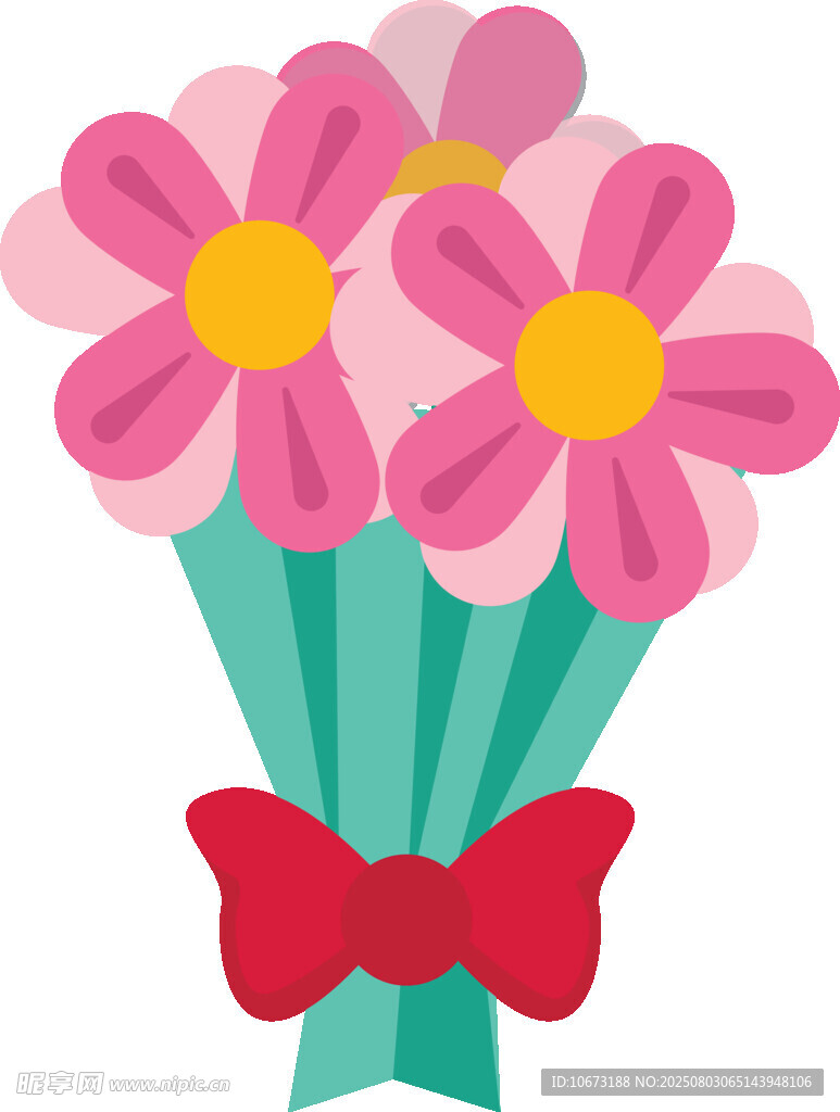 粉色花朵花束插畫