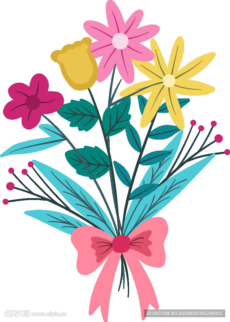 彩色花束插畫
