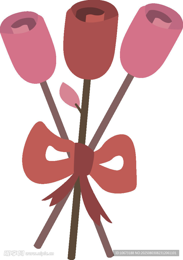 粉色玫瑰花束插畫(huà)