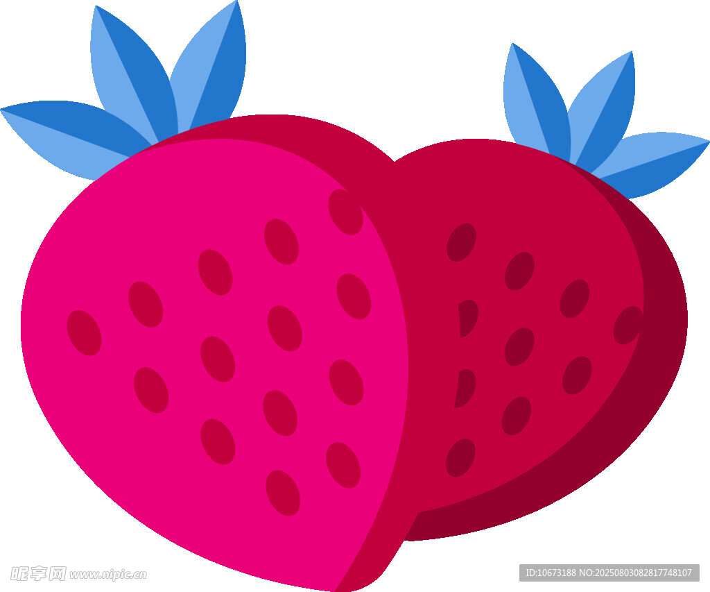兩顆可愛草莓插畫