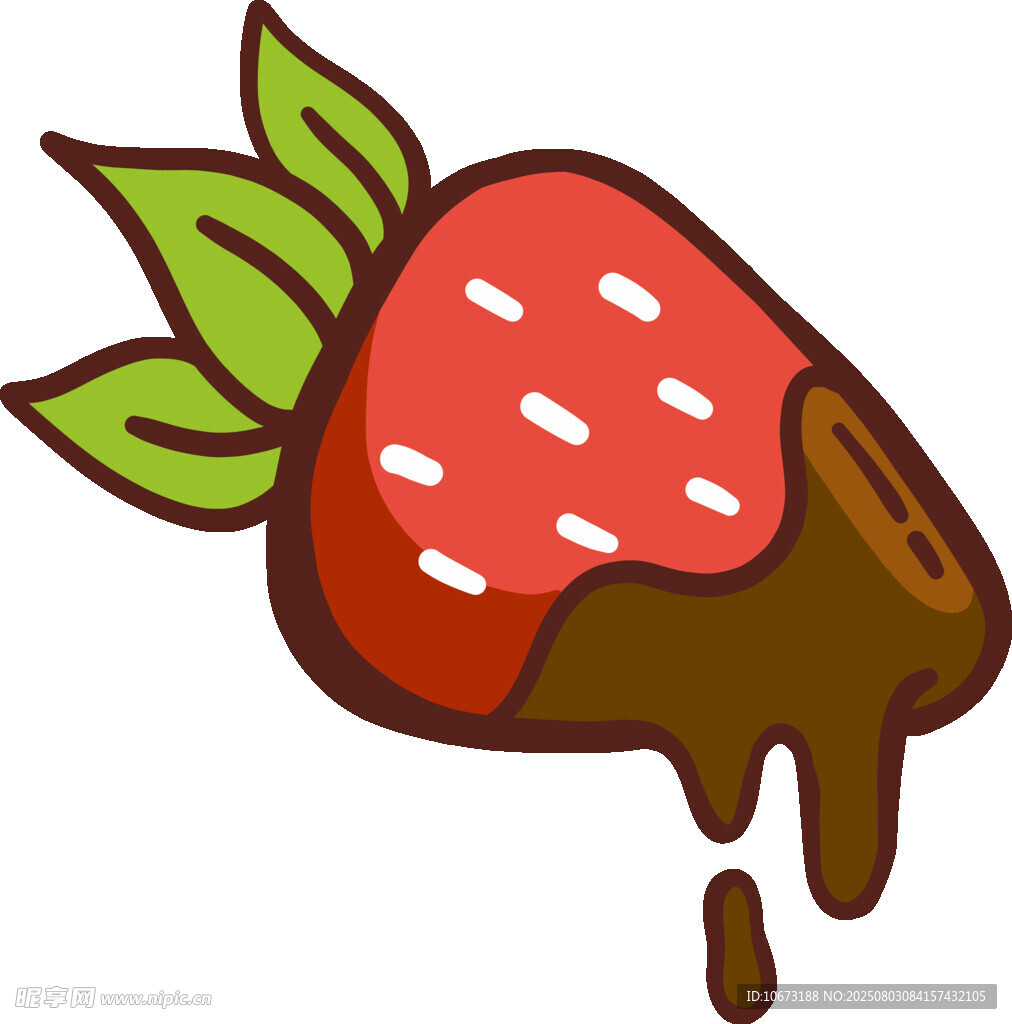 巧克力淋面草莓插畫