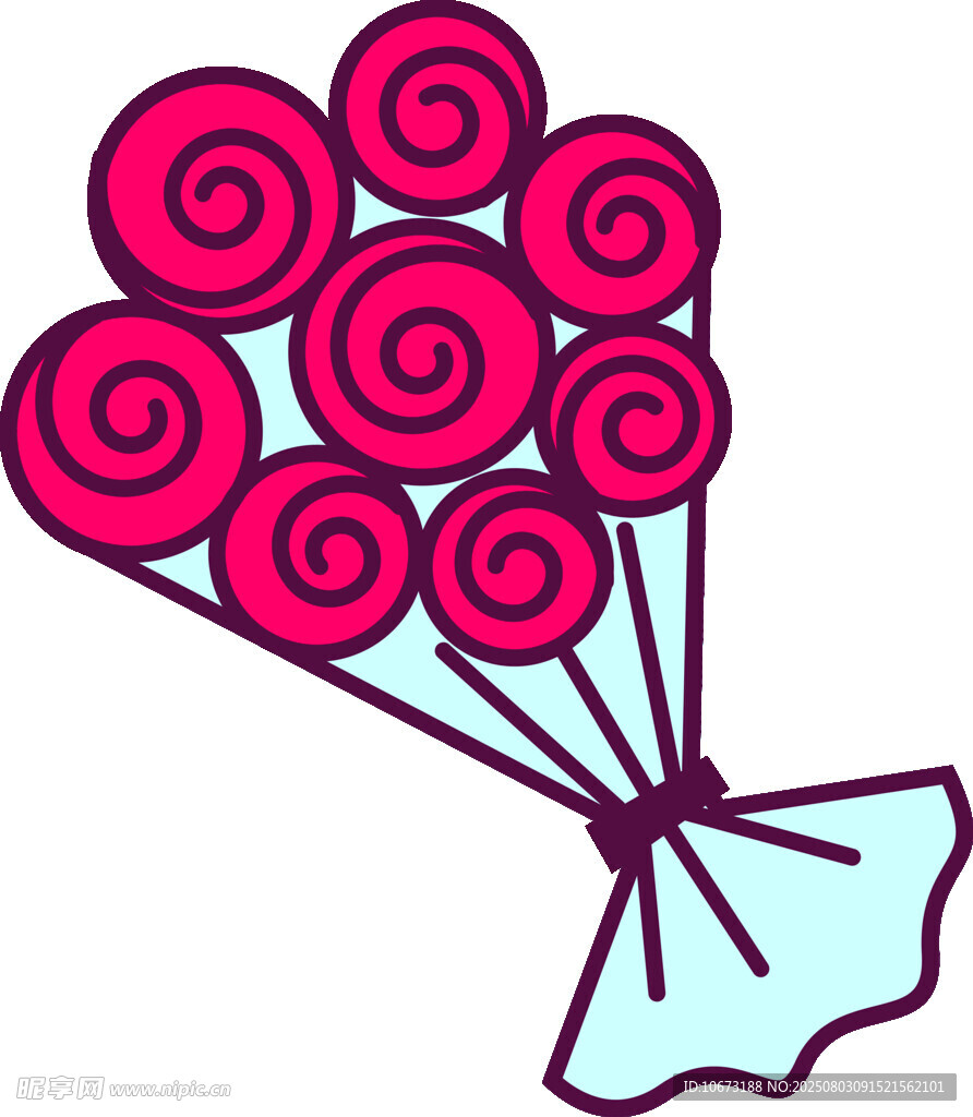 卡通風(fēng)格粉色花束插畫