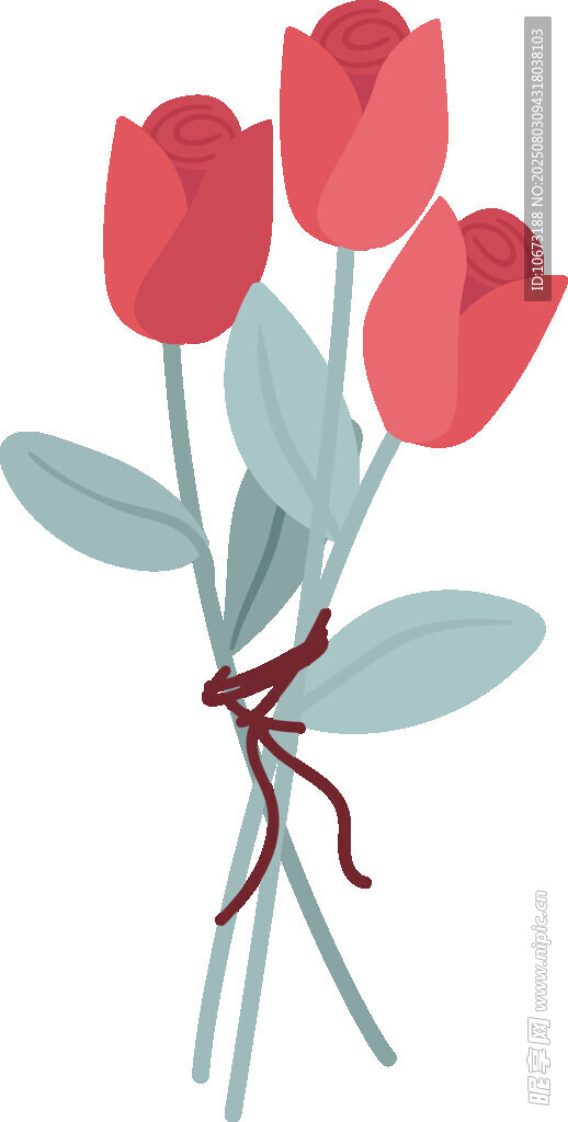 四朵紅郁金香花束