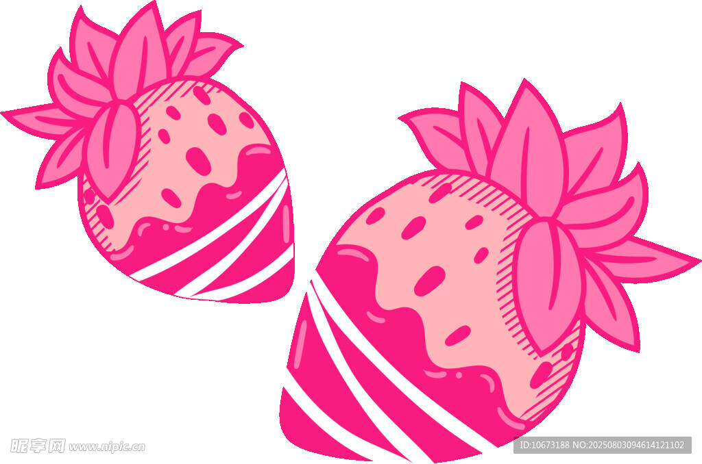可愛粉色草莓插畫