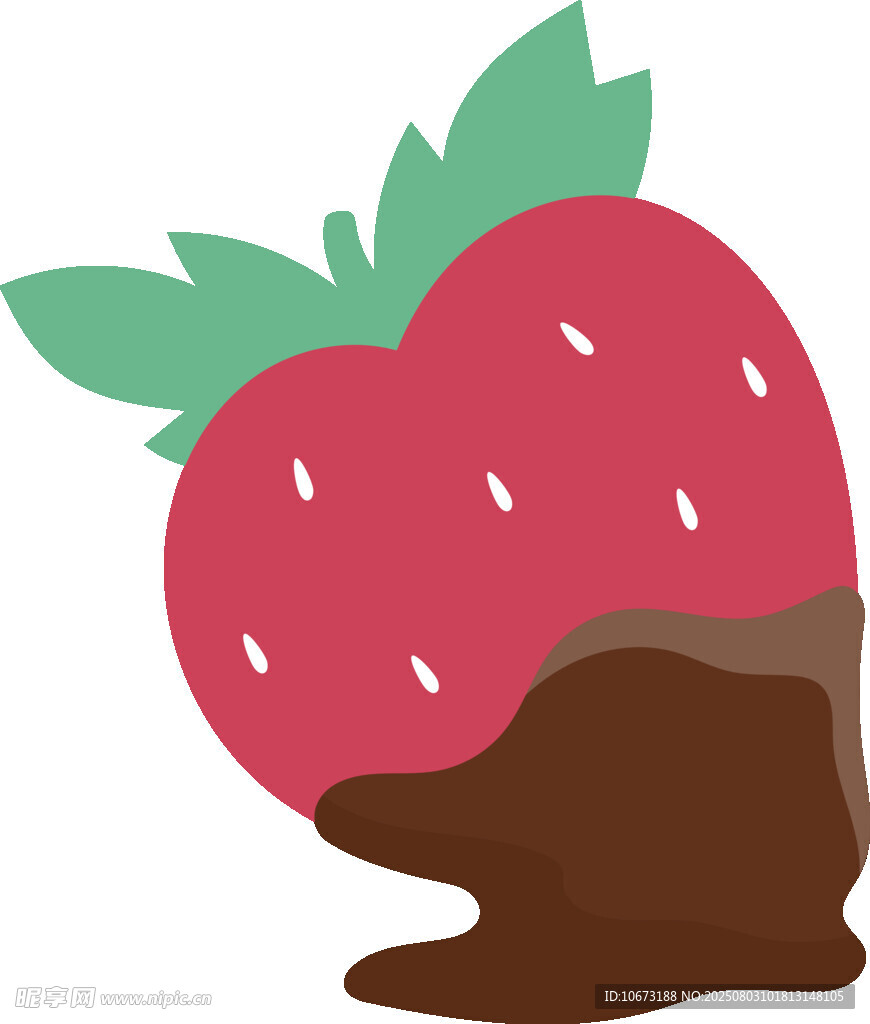 巧克力淋面草莓插畫