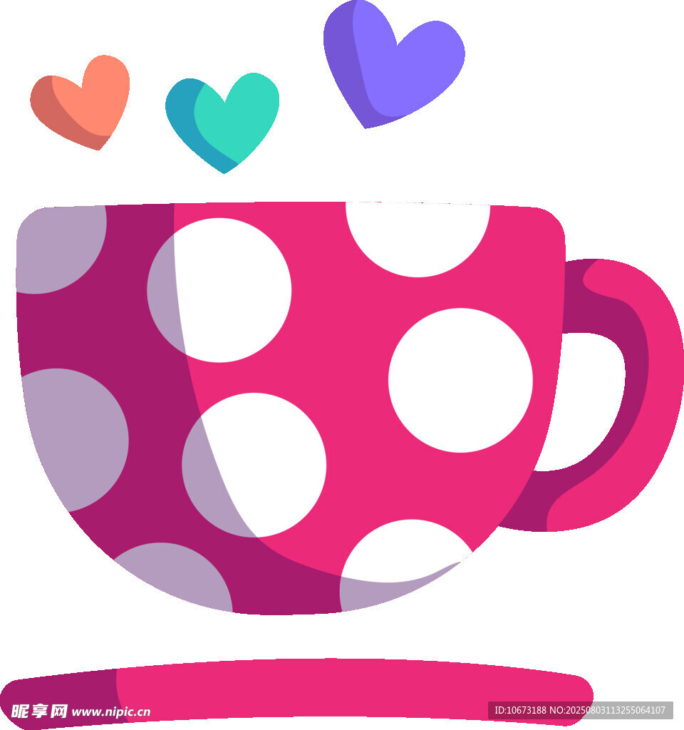 波點茶杯與愛心圖案