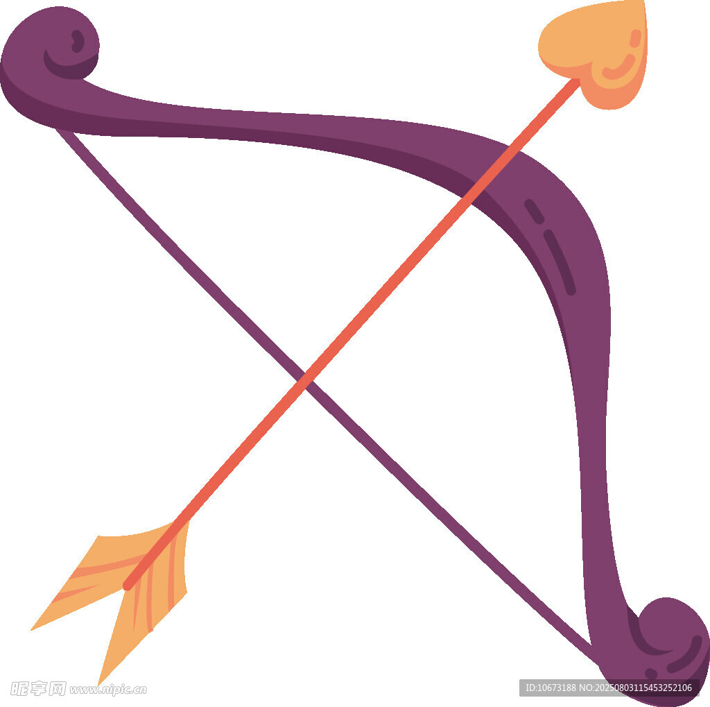 紫色愛(ài)心弓箭插畫(huà)