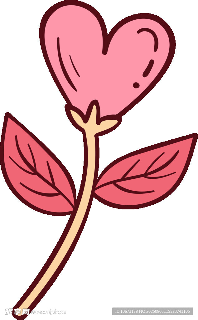 粉色愛心花朵插畫