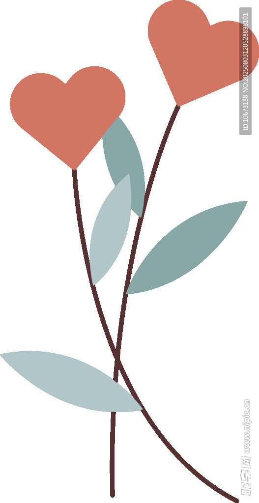 雙心花束插畫