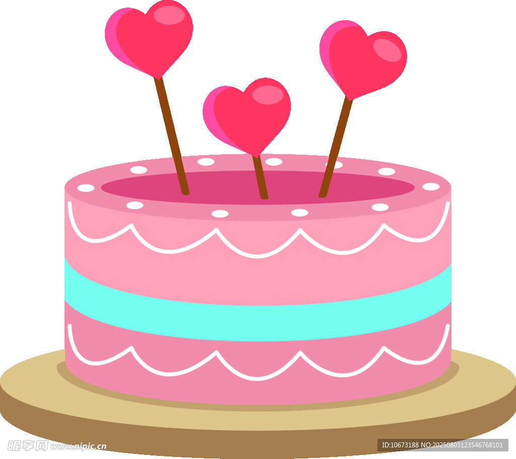 粉色愛心裝飾生日蛋糕